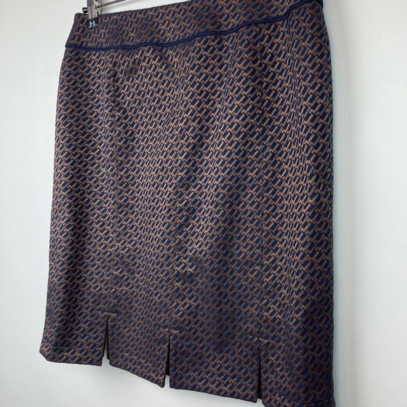 JULIANNA COLLEZIONE Blue/Tan Pencil Skirt with Petal Hem - Picture 2 of 16